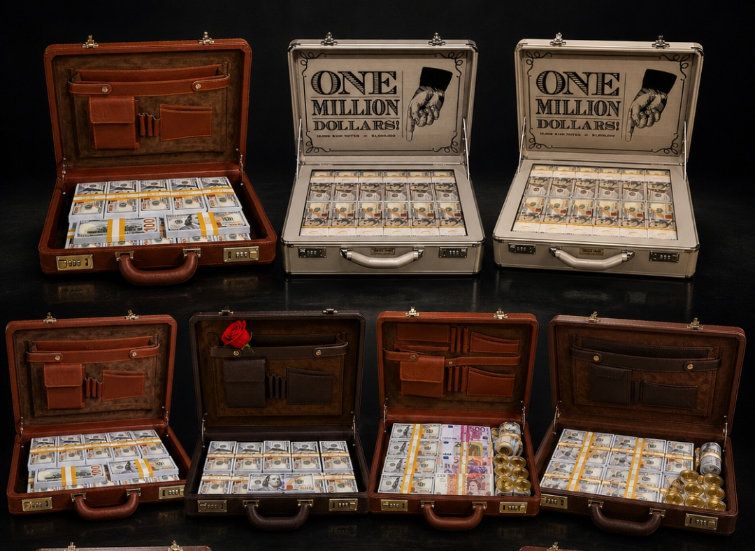 💼کیف دلار دکوری و سینمایی (پراپ) | فاقد ارزش مالیDecorative Cinematic Dollar Briefcase Prop | No Monetary Valueگ