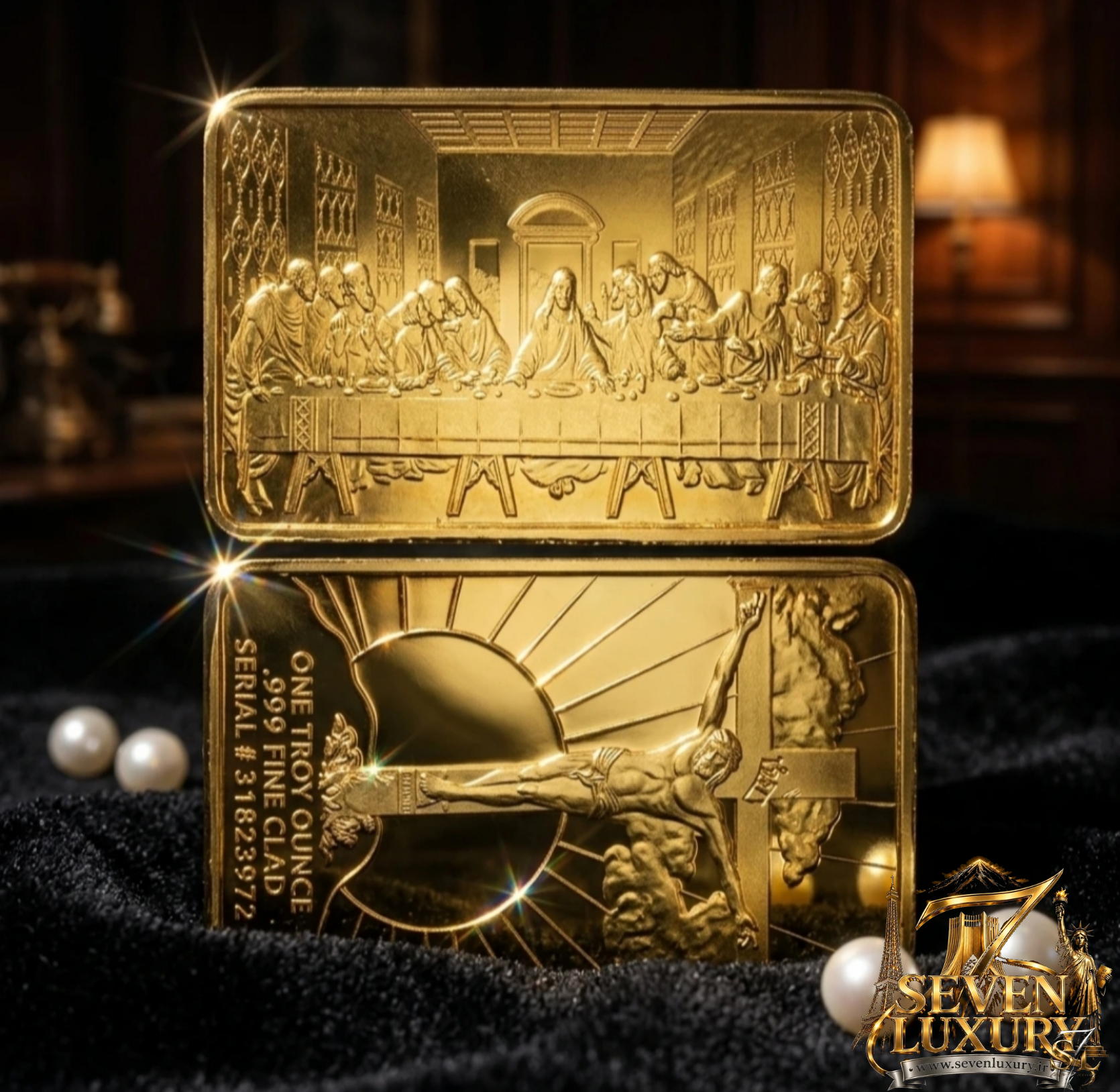 شمش روکش تزئینی و دکوری طلا ۲۴ عیار طرح شام اخر