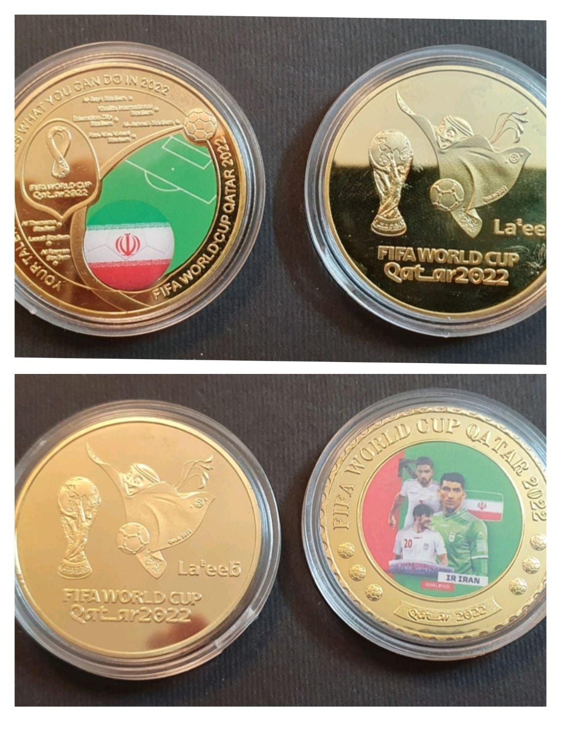 🪙 سکه یادبود حضور ایــران در جام جهانی قطر ۲۰۲۲روکش طلا ۲۴ عیاربا جعبه مخصوص فیفا و سرتیفیکیت FIFA WORLD CUP GOLD 24 K COINS 🇮🇷🪙🇮🇷