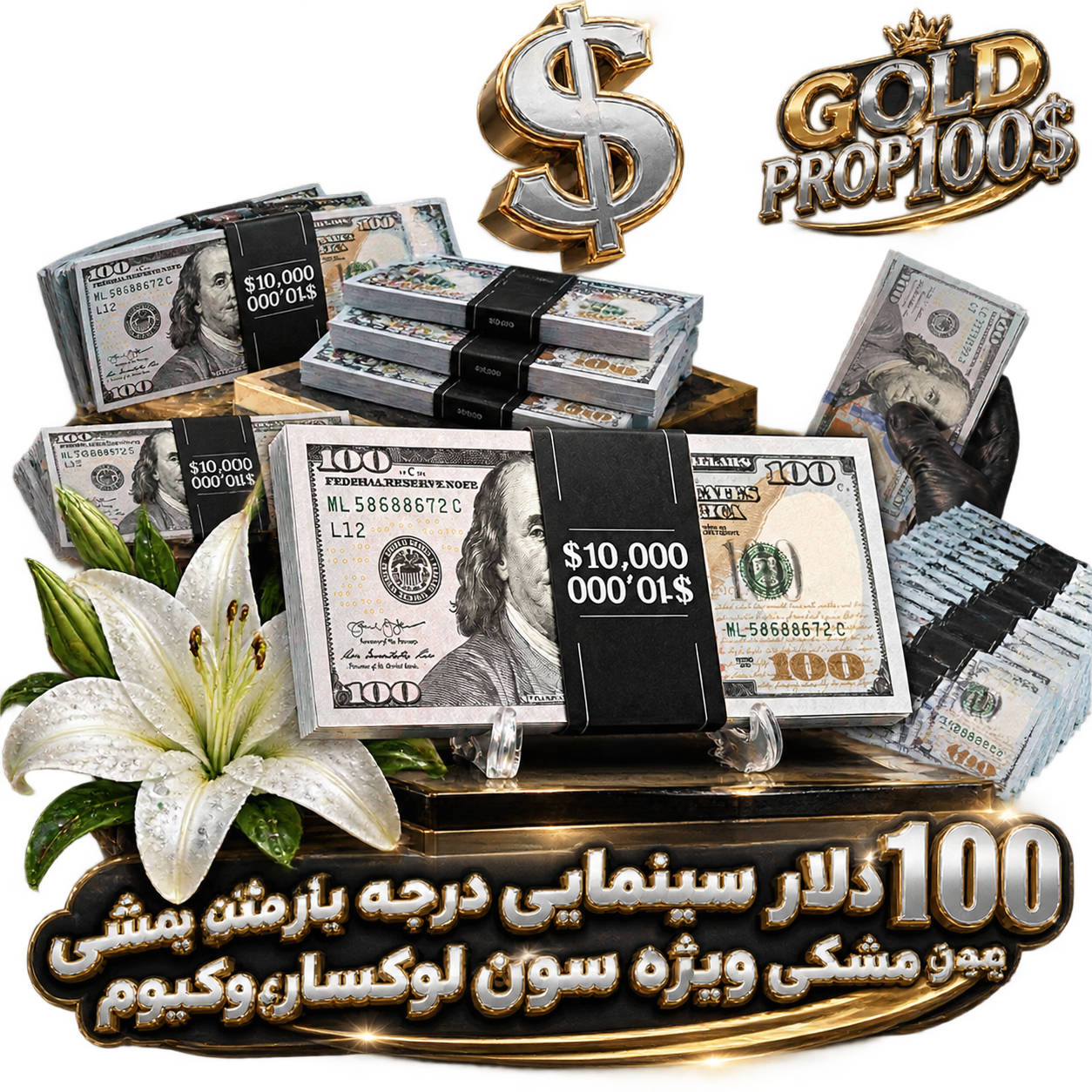 اسکناس تزئینی و دکوری ویژه صددلاری سون لوکساری وکیوم